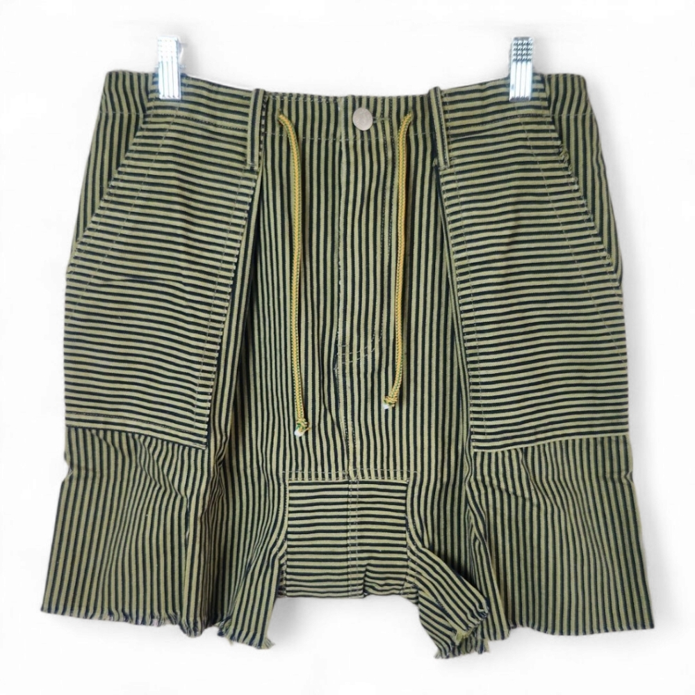 Jaded Gypsy Olivia Gypsy Striped Shorts S/M Harem Drop Crotch Lagen Boho Green
